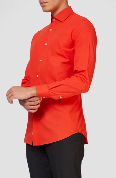 Opposuits Red Devil Modern Tailored Fit Wrinkle Resistant Button-up Shirt In Orange