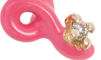 Bea Bongiasca Single Mini Diamond Loop Stud Earring In Pink