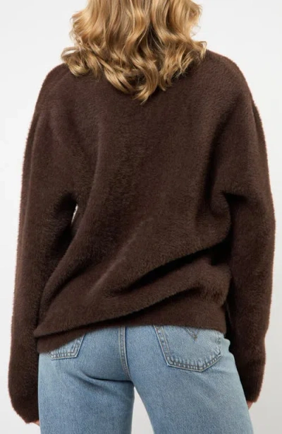 Viens Avec Moi Faux Fur Button-up Cardigan In Brown