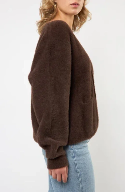 Viens Avec Moi Faux Fur Button-up Cardigan In Brown