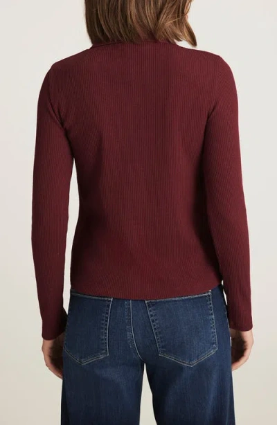 Mavi Jeans Long Sleeve Rib Polo Sweater In Burgundy