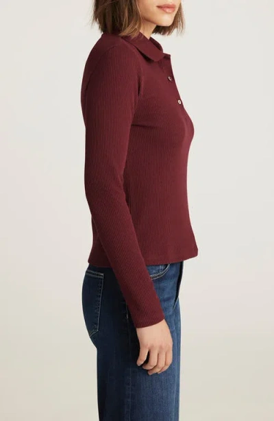 Mavi Jeans Long Sleeve Rib Polo Sweater In Burgundy
