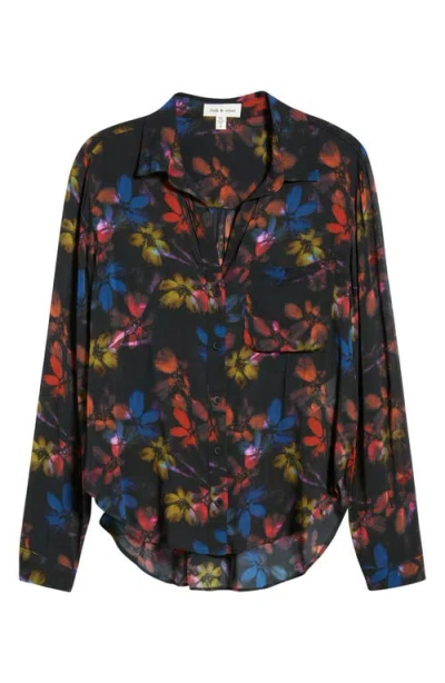 Cloth & Stone Floral Button-up Shirt In Black