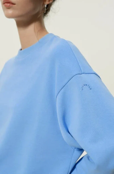 Lilysilk Silkerry Oversized Porchlight Balance Crew Pullover Sweatshirt In Blue