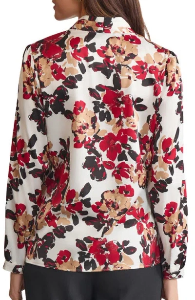 Kasper Floral Print Pleated Shoulder Top In Multi