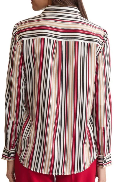 Kasper Stripe Button-up Shirt In Brown