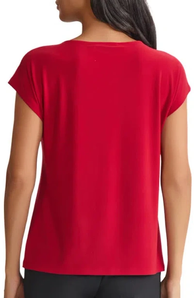 Kasper Hardware Keyhole Cap Sleeve Top In Red