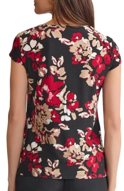 Kasper Cowl Neck Cap Sleeve Top In Multi