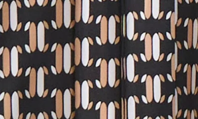 Kasper Geo Print Tie Neck Top In Brown