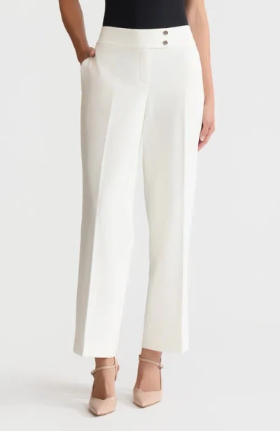 Kasper Flat Front Wide Leg Pants In White
