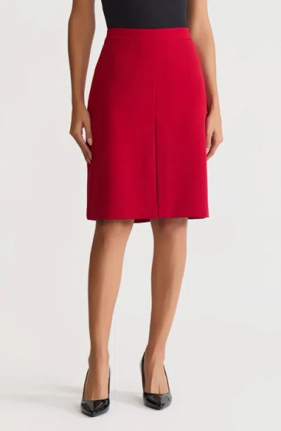 Kasper Pleat Front Pencil Skirt In Red