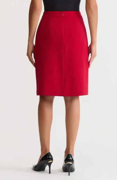 Kasper Pleat Front Pencil Skirt In Red