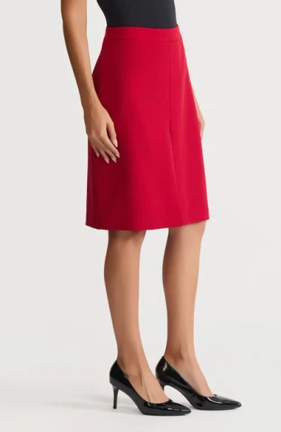 Kasper Pleat Front Pencil Skirt In Red