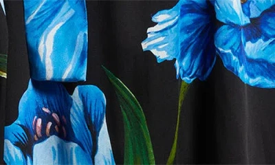 Elie Tahari The Mila Placed Floral Long Sleeve Silk Blend Midi Dress In Multi