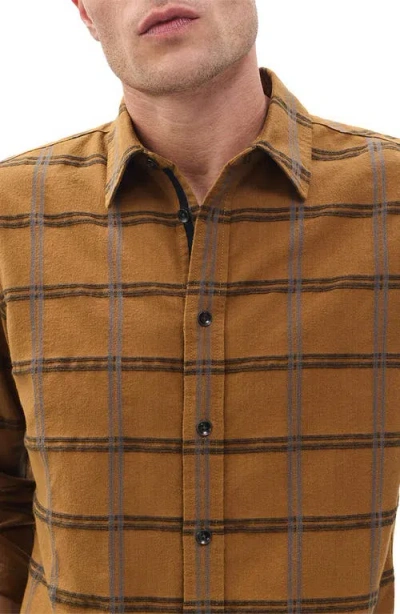 Rag & Bone Tomlin Plaid Brushed Oxford Button-up Shirt In Brown
