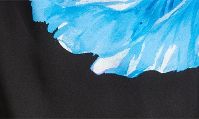 Elie Tahari The Ember Placed Floral Silk Blend Top In Black