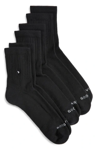 Arvin Goods 3-pack Quarter Crew Socks In Black