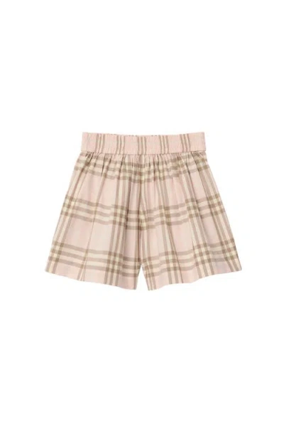 Burberry Check Cotton Shorts In Neutral