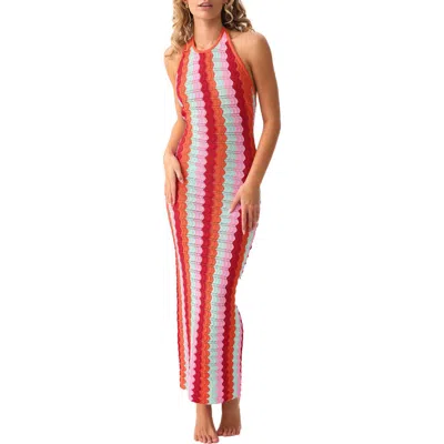 Pq Swim Aurelia Halter Maxi Cover-up Dress In Multi