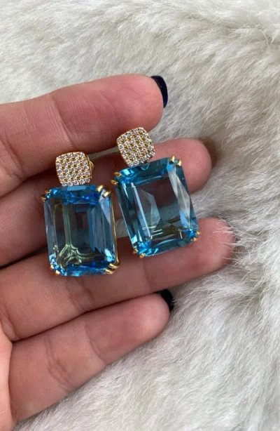 Goshwara Gossip Cushion Cut Drop Earrings In Blue