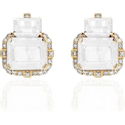 Goshwara Gossip Semiprecious Stone Stud Earrings In White