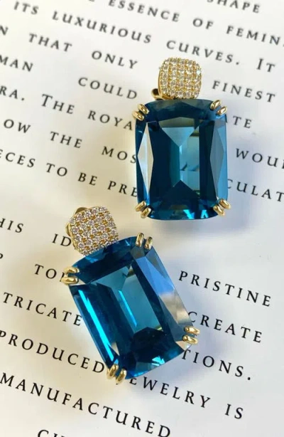 Goshwara Gossip Cushion Cut Drop Earrings In Blue