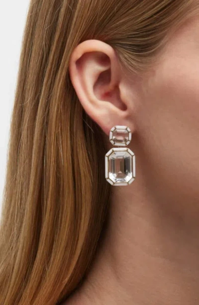 Goshwara Mélange Emerald-cut Drop Earrings In White