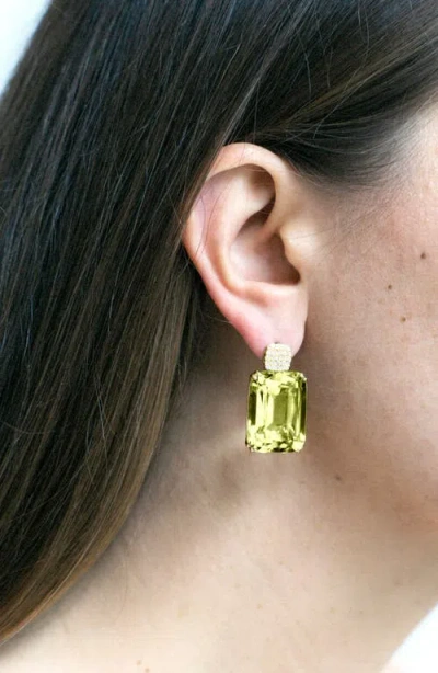 Goshwara Gossip Cushion Cut Drop Earrings In Yellow