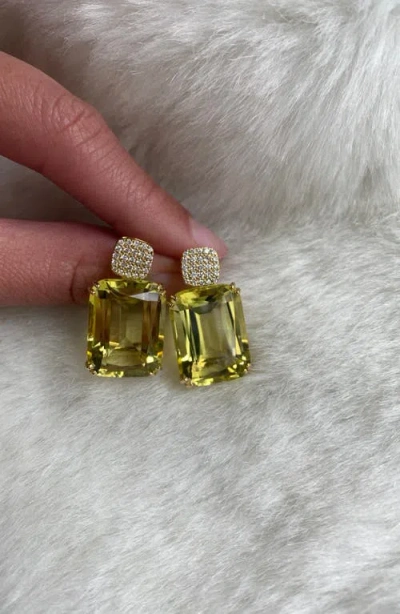Goshwara Gossip Cushion Cut Drop Earrings In Yellow