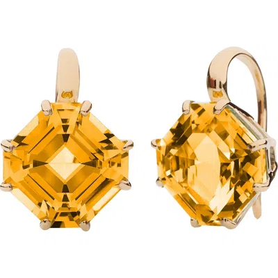 Goshwara Gossip Asscher-cut Blue Topaz Drop Earrings In Orange