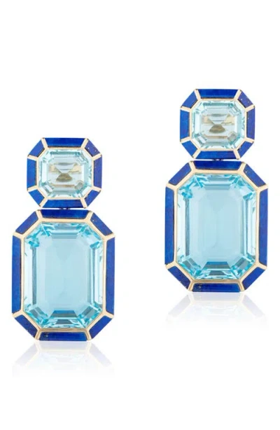 Goshwara Mélange Emerald-cut Drop Earrings In Blue