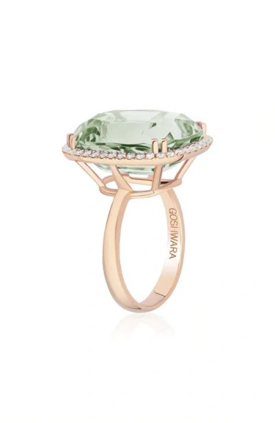 Goshwara Gossip Cushion Cut Blue Topaz & Diamond Cocktail Ring In Green
