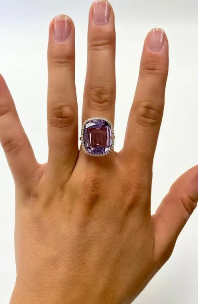 Goshwara Gossip Cushion Cut Blue Topaz & Diamond Cocktail Ring In Blue