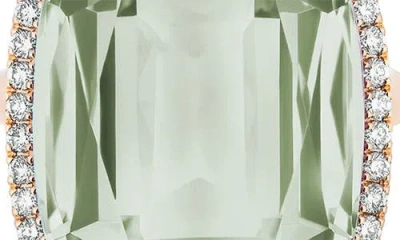 Goshwara Gossip Cushion Cut Blue Topaz & Diamond Cocktail Ring In Green