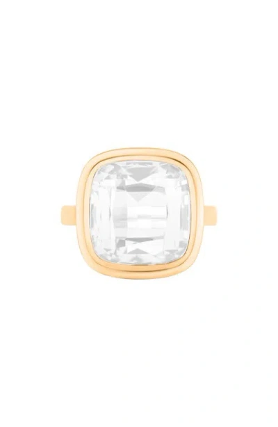 Goshwara Manhattan Cushion Cut Blue Topaz Cocktail Ring In Gold