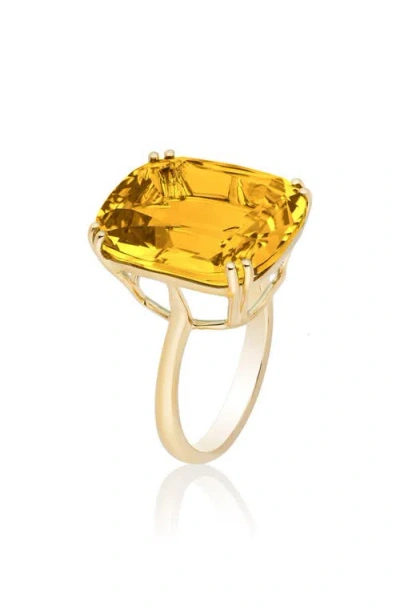 Goshwara Gossip Cushion Cut Cocktail Ring In Gold