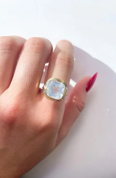 Goshwara Manhattan Cushion Cut Blue Topaz Cocktail Ring In Gold