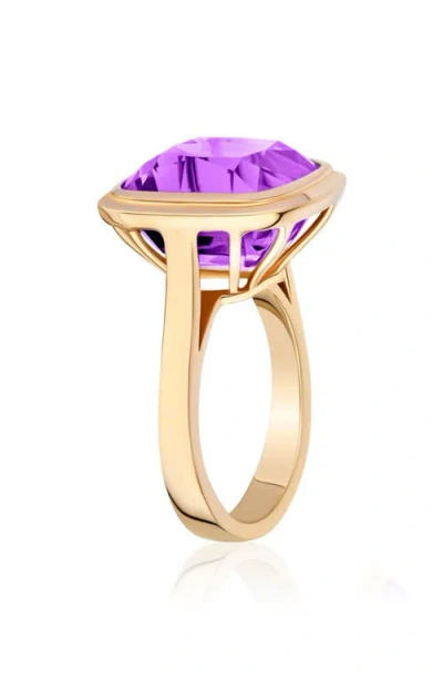 Goshwara Manhattan Cushion Cut Blue Topaz Cocktail Ring In Gold