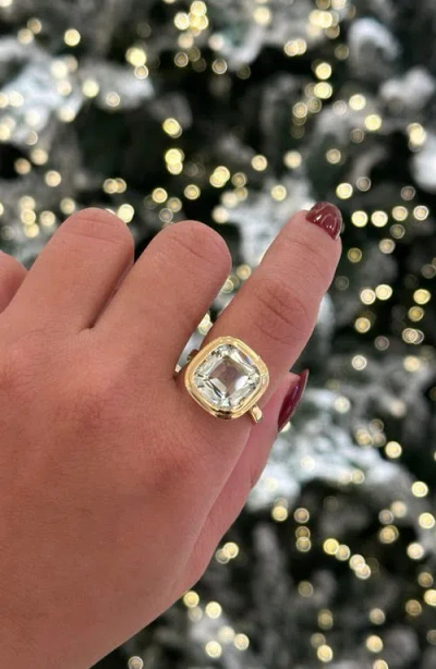 Goshwara Manhattan Cushion Cut Blue Topaz Cocktail Ring In Gold