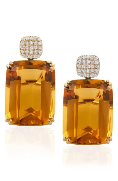 Goshwara Gossip Cushion Cut Drop Earrings In Brown
