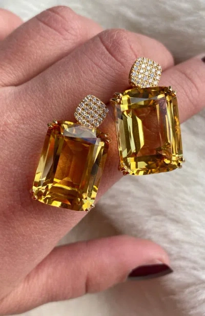 Goshwara Gossip Cushion Cut Drop Earrings In Brown