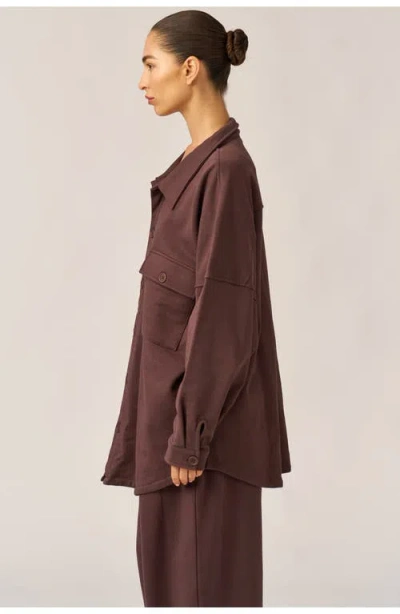 Gottex Beach Life Cozy Coast Airport Button Up Shacket In Brown