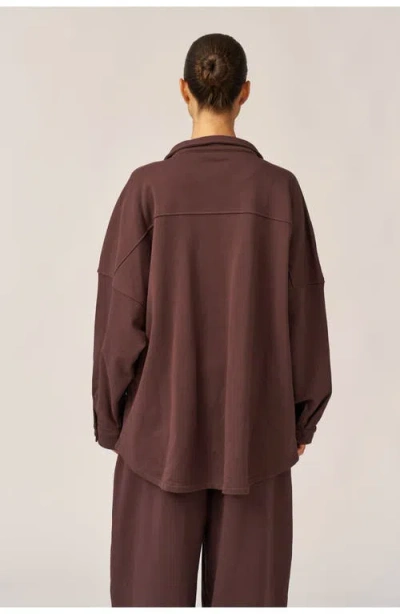 Gottex Beach Life Cozy Coast Airport Button Up Shacket In Brown