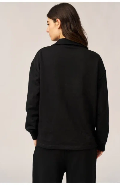 Gottex Beach Life Cozy Coast Airport Collared V Neck Sweatshirt In Black