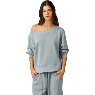Gottex Beach Life Cozy Coast Airport Off The Shoulder Sweatshirt In Blue
