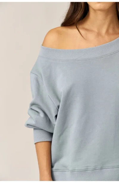 Gottex Beach Life Cozy Coast Airport Off The Shoulder Sweatshirt In Blue