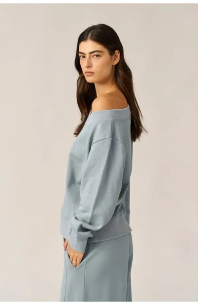 Gottex Beach Life Cozy Coast Airport Off The Shoulder Sweatshirt In Blue