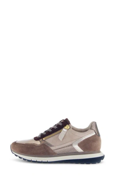 Gabor Leather Zip Sneaker In Red