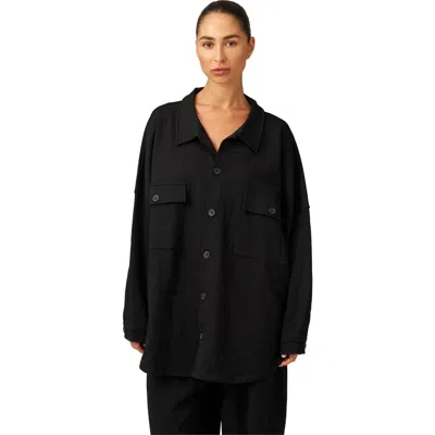 Gottex Beach Life Cozy Coast Airport Button Up Shacket In Black