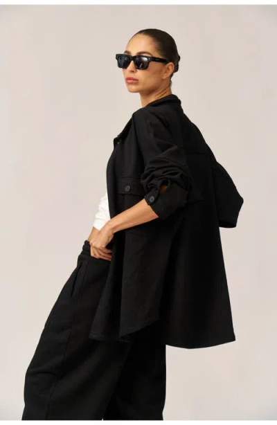 Gottex Beach Life Cozy Coast Airport Button Up Shacket In Black